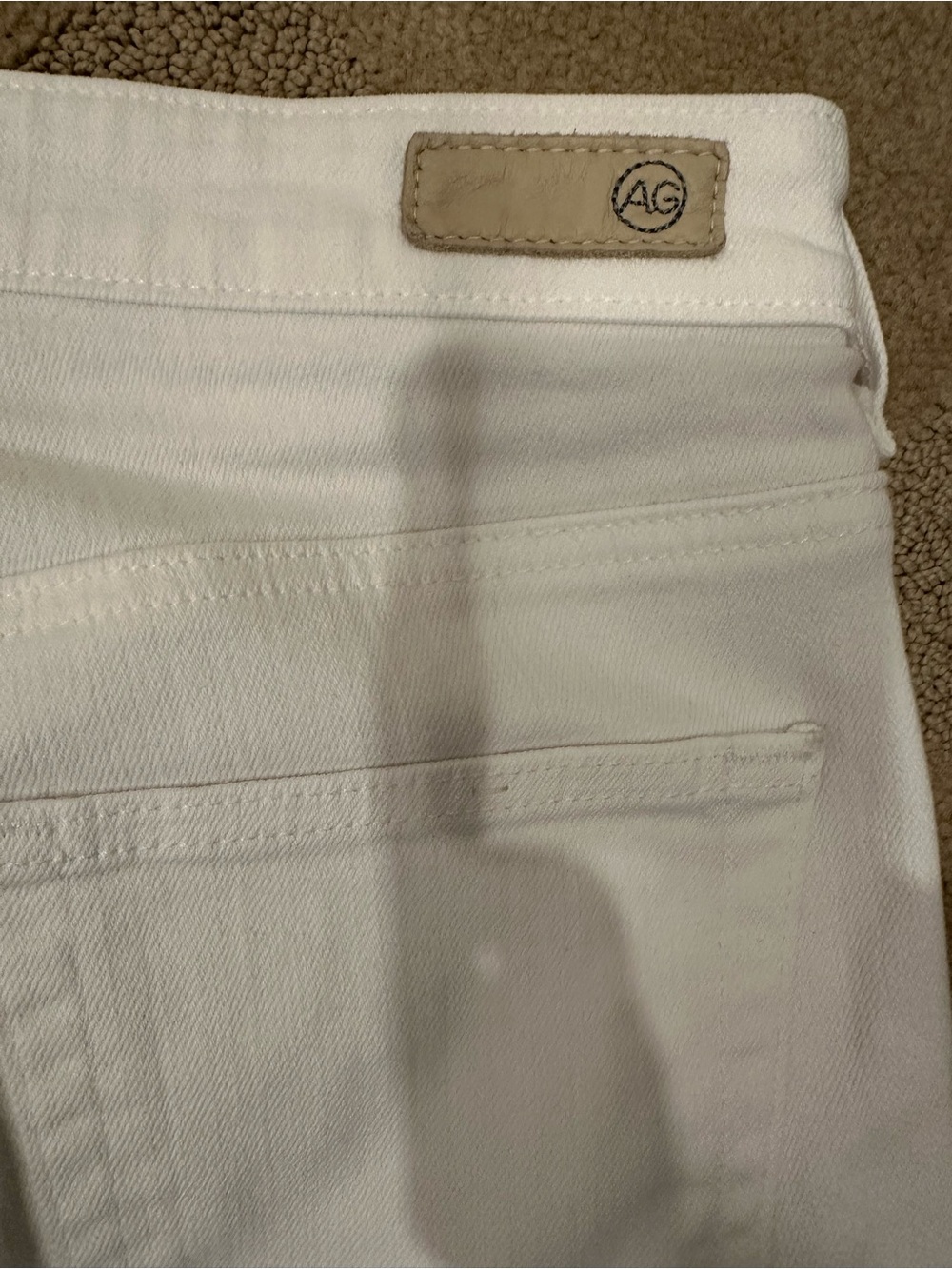 AG White Denim Jeans with fringed hem